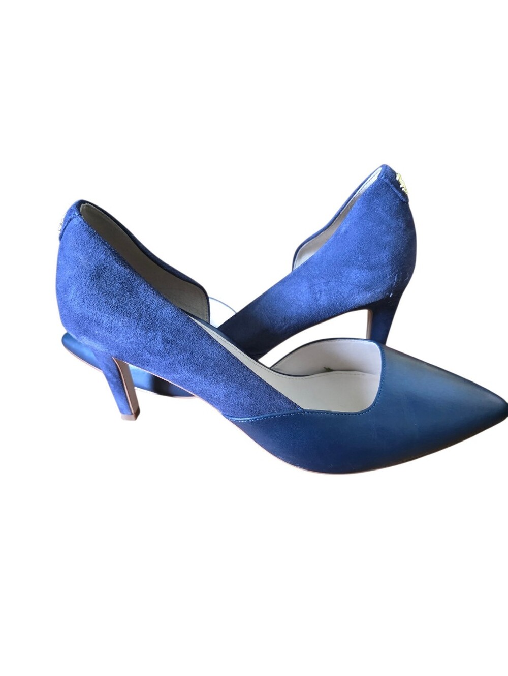Cole Haan Blue Pointed-Toe Mid Heel Pumps